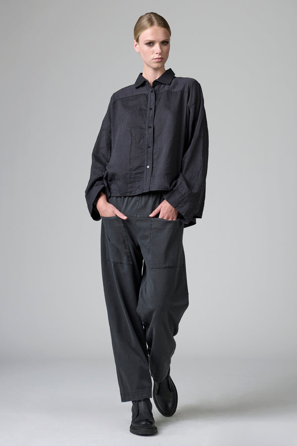 Oversize shirt in striped cotton and linen | 1016.CFDTRBE140.13