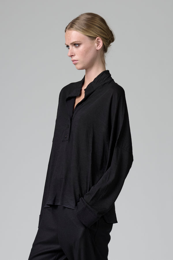 Oversized polo shirt in wool jersey with boiled wool inserts | 1016.CFDTRBK200.10