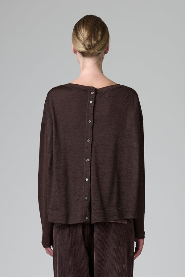 T-shirt oversize en jersey de laine avec applications en laine bouillie et manches côtelées, boutons dans le dos | 1016.CFDTRBK201.07