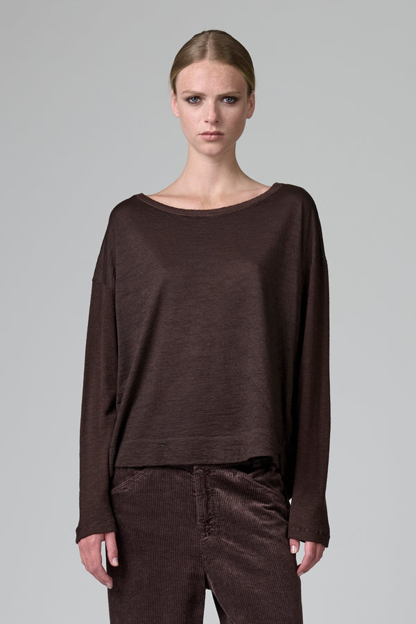 T-shirt oversize en jersey de laine avec applications en laine bouillie et manches côtelées, boutons dans le dos | 1016.CFDTRBK201.07