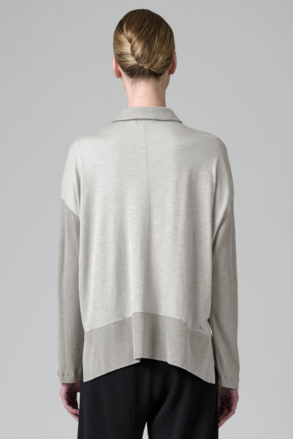 Camicia over in jersey di lana con manica e fondo in costina | 1016.CFDTRBK202.01