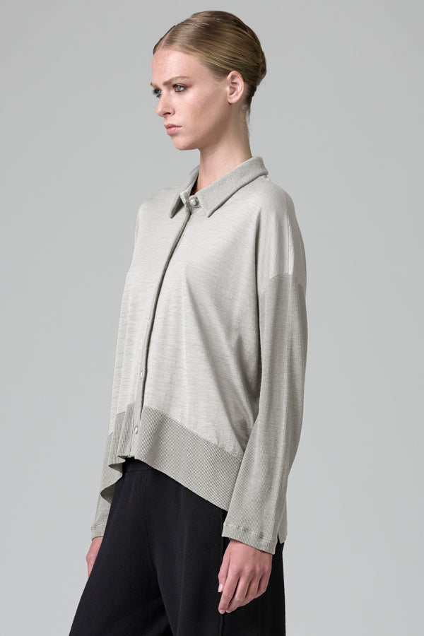 Camicia over in jersey di lana con manica e fondo in costina | 1016.CFDTRBK202.01