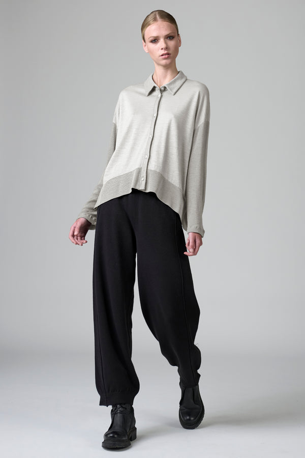 Camicia over in jersey di lana con manica e fondo in costina | 1016.CFDTRBK202.01