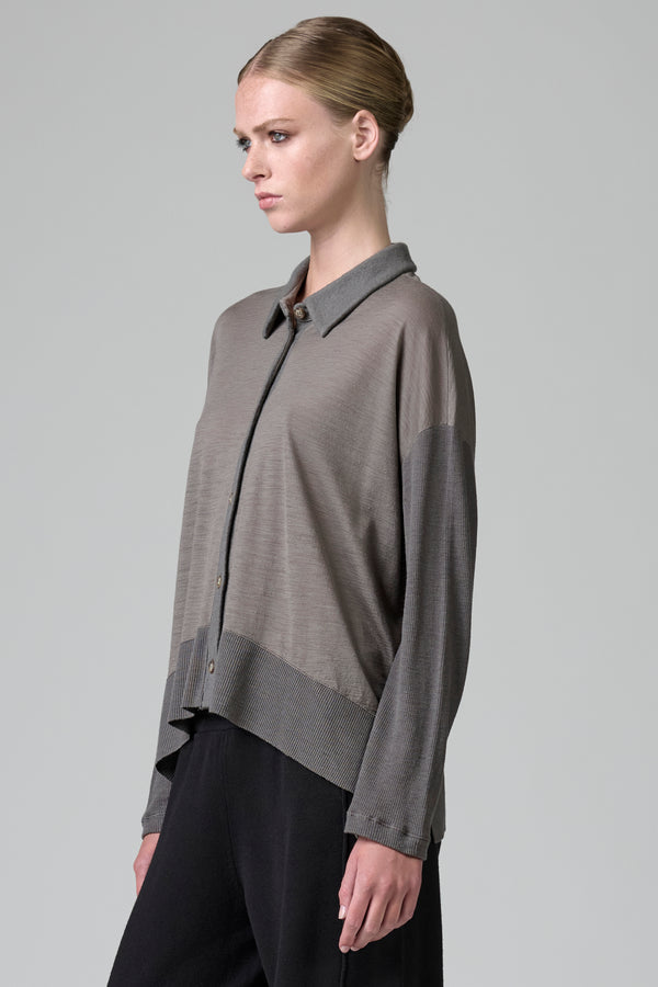 Camicia over in jersey di lana con manica e fondo in costina | 1016.CFDTRBK202.31