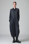 Long dress with pockets and gathers in wool jersey with boiled wool inserts | 1016.CFDTRBK203.13