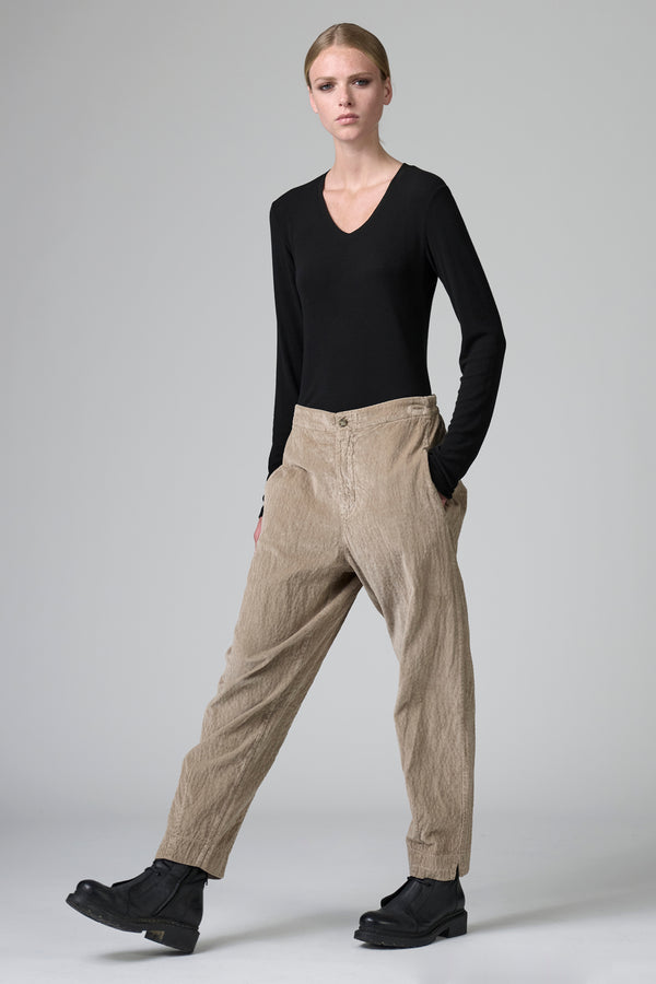 Regular fit trousers in slightly embossed viscose and cotton stretch fine ribbed velour | 1016.CFDTRBP251.22