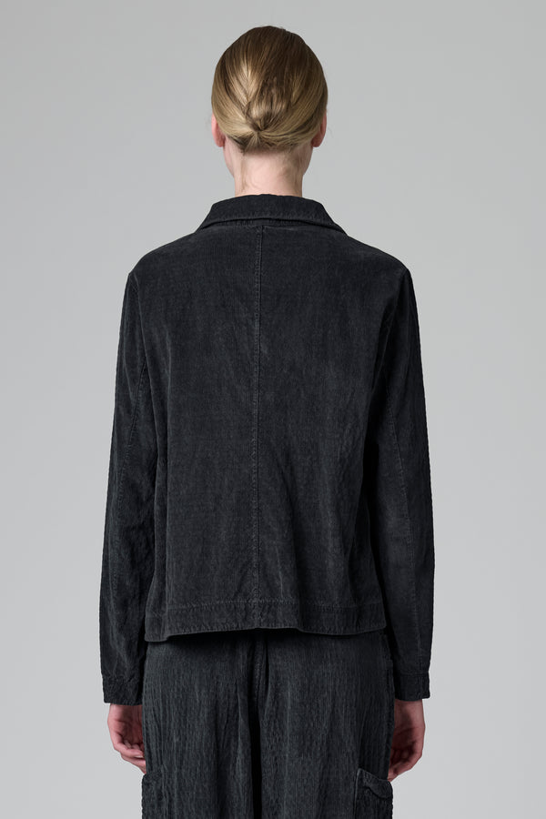 Flared jacket in slightly embossed viscose and cotton stretch fine ribbed velour | 1016.CFDTRBP252.13