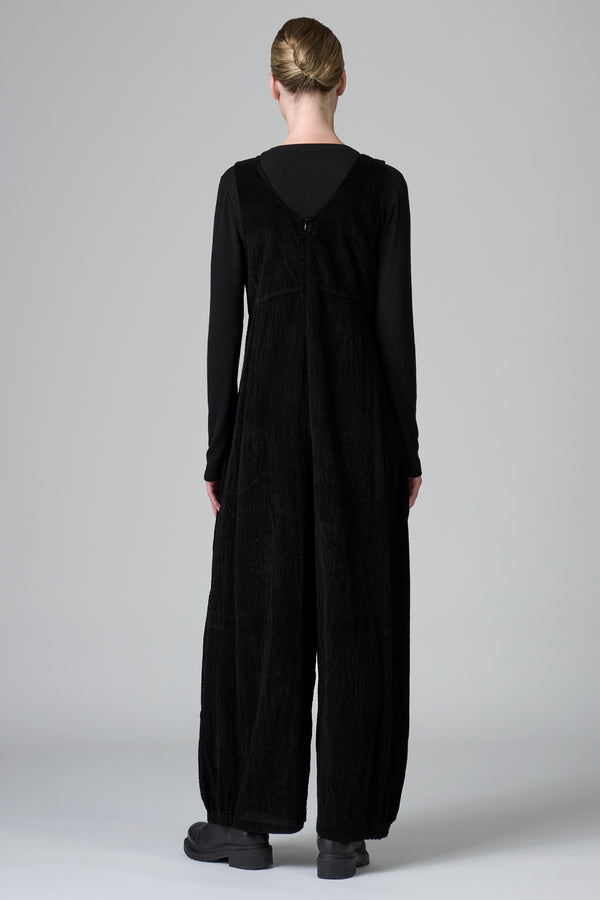 Salopette coupe oversize taille haute en velours côtelé de viscose et coton stretch | 1016.CFDTRBP255.10