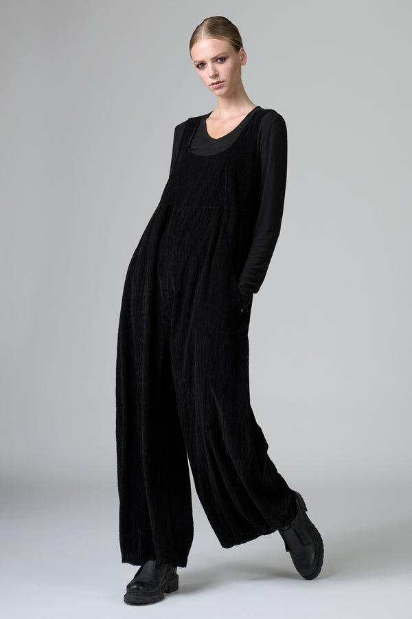 Salopette coupe oversize taille haute en velours côtelé de viscose et coton stretch | 1016.CFDTRBP255.10