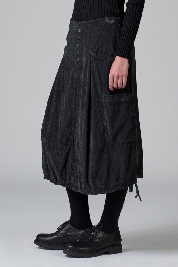 Gonna dalla linea bombèe in costina di velluto di viscosa e cotone stretch leggermente goffrato | 1016.CFDTRBP256.13
