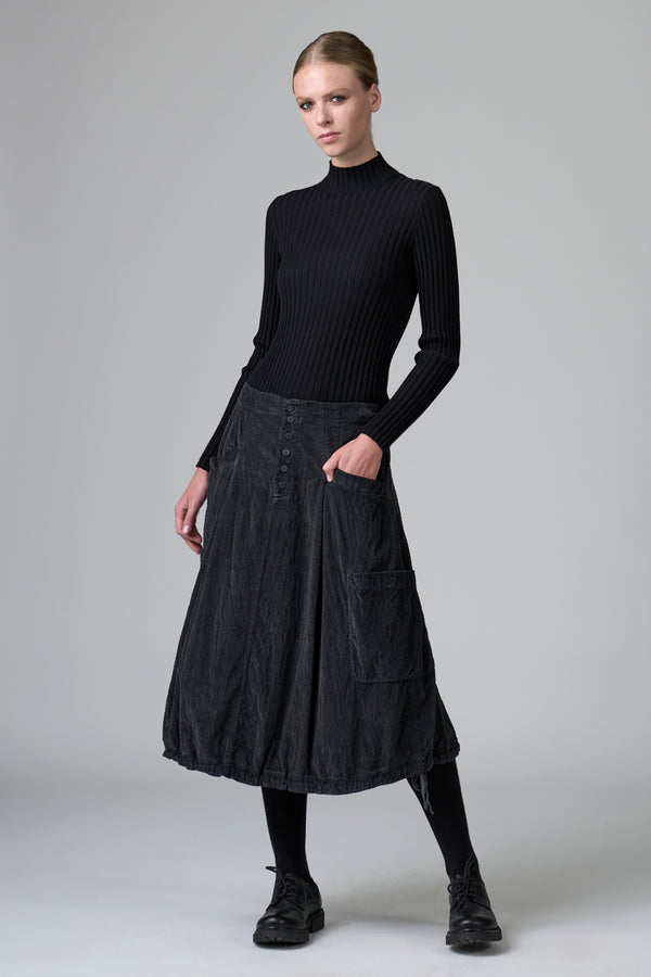 Gonna dalla linea bombèe in costina di velluto di viscosa e cotone stretch leggermente goffrato | 1016.CFDTRBP256.13