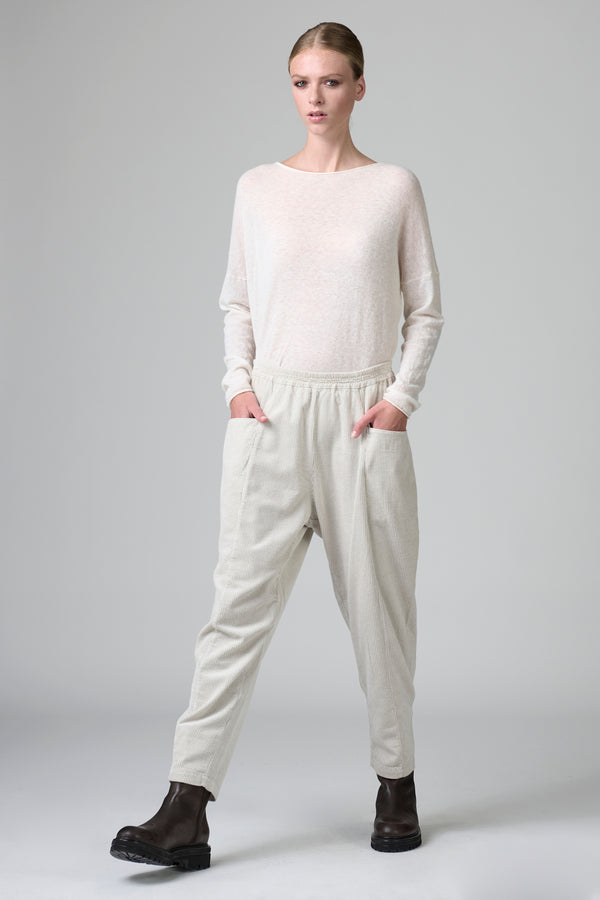 Pantalone comfort fit con elastico in vita in velluto a coste di viscosa e cotone stretch | 1016.CFDTRBQ262.01