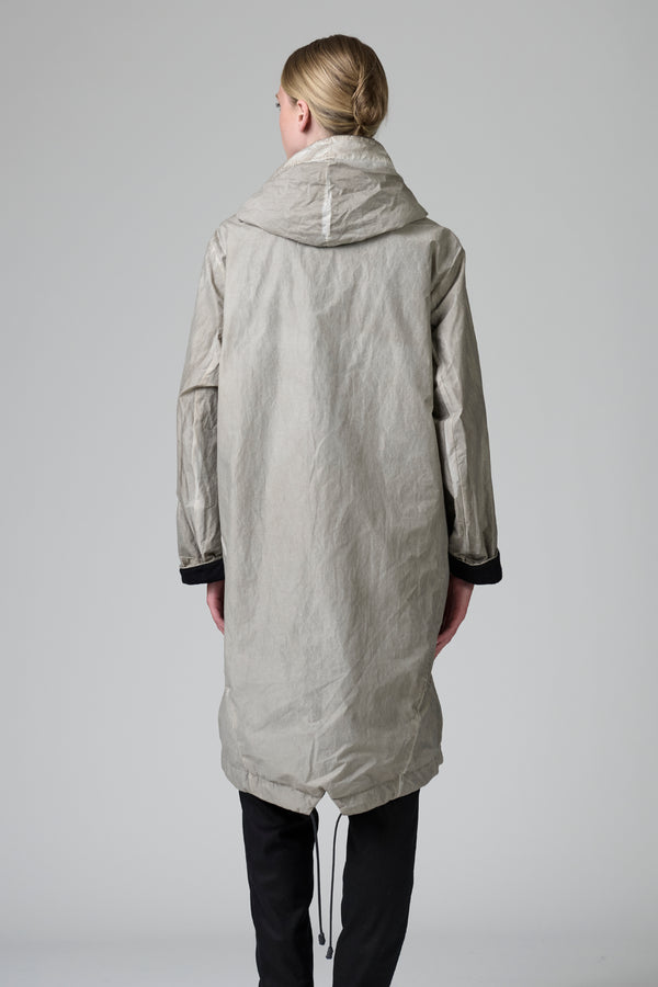 Trench-coat à capuche et teinture à froid en coton et nylon doublé en laine bouillie | 1016.CFDTRBT294E.121