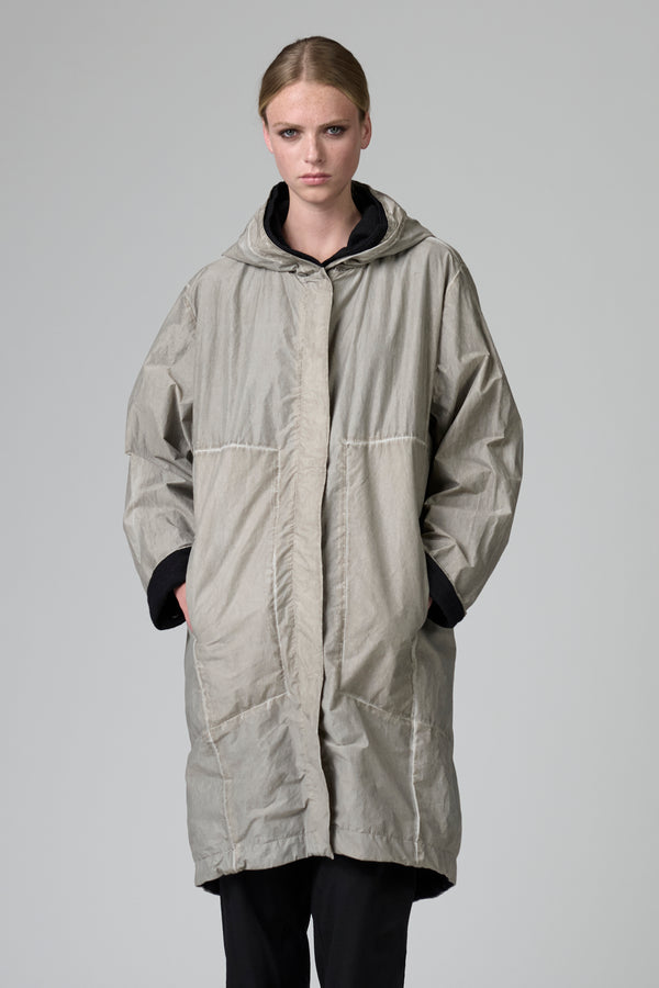 Trench-coat à capuche et teinture à froid en coton et nylon doublé en laine bouillie | 1016.CFDTRBT294E.121