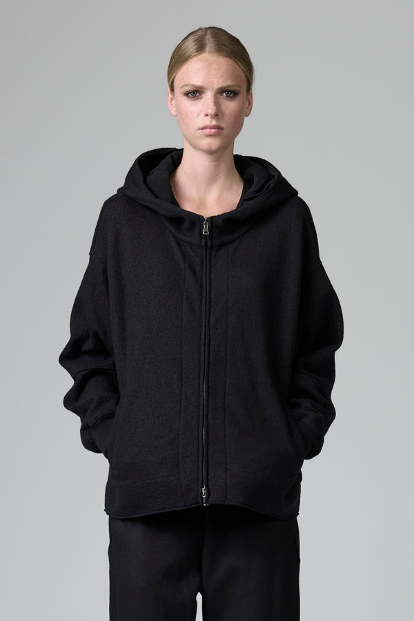 Oversize lined hooded jacket in boiled wool | 1016.CFDTRBU301.10