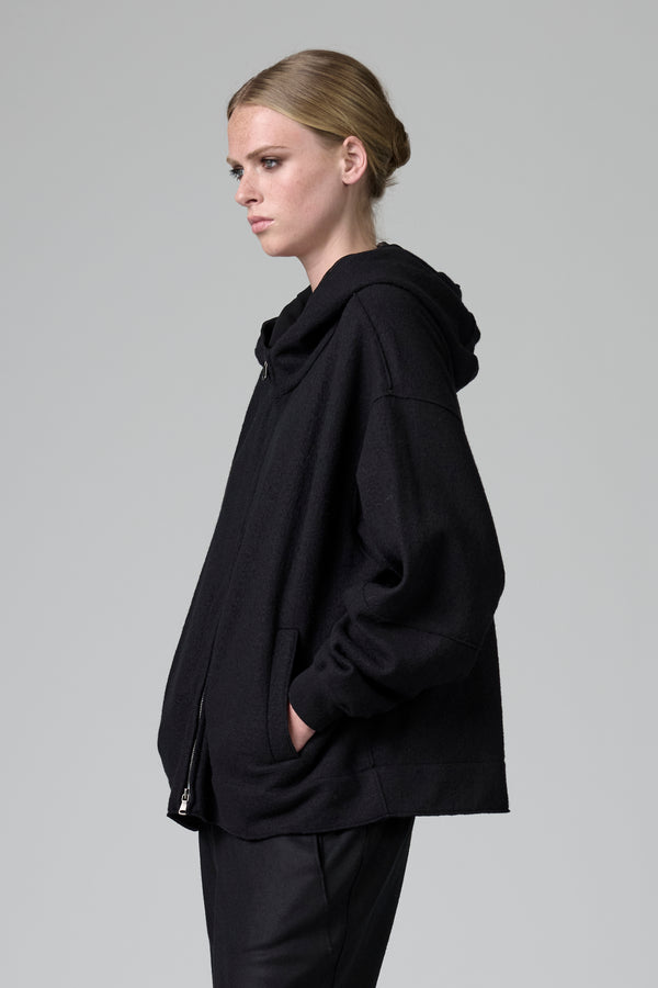 Blouson à capuche oversize doublé en drap de laine | 1016.CFDTRBU301.10