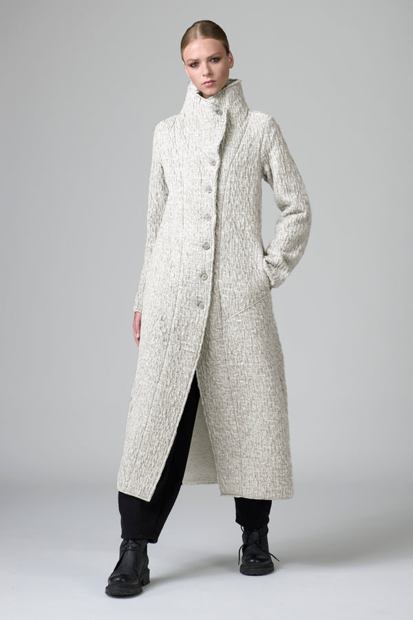 Slim fit long coat in double wool cloth with high collar | 1016.CFDTRBX332.01