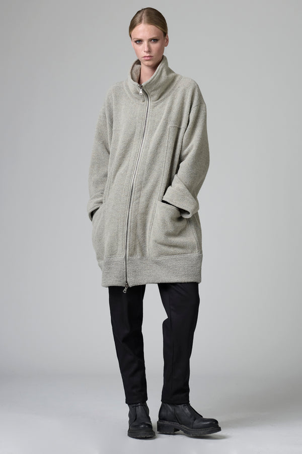 Bouclé knit oversized jacket with knitted patterned flounce on the bottom | 1016.CFDTRBY345.21