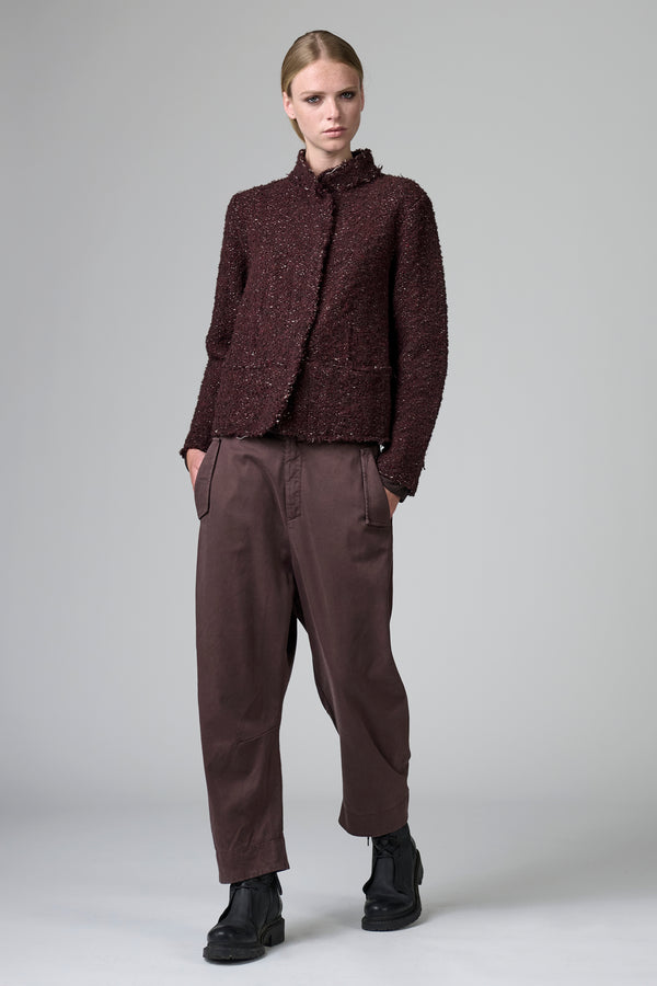 Giacca linea a scatola in maglia di lana bouclé effetto sale e pepe rifinita con taglio a vivo | 1016.CFDTRBZ352.07