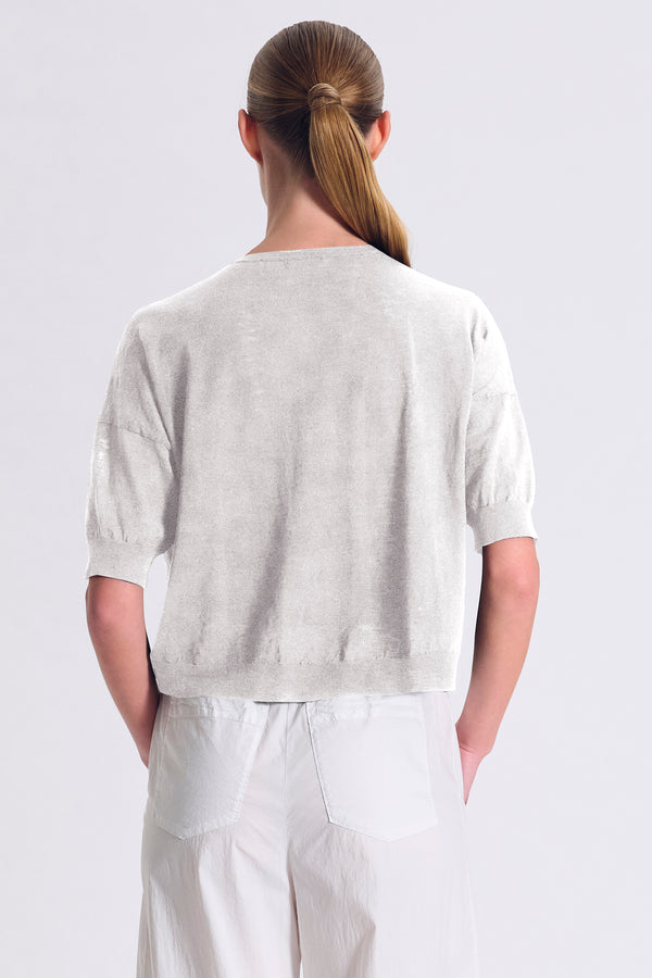 Cardigan dalla linea ampia con manica al gomito in maglia di cotone fiammato | 1017.CFDTRC5402.00