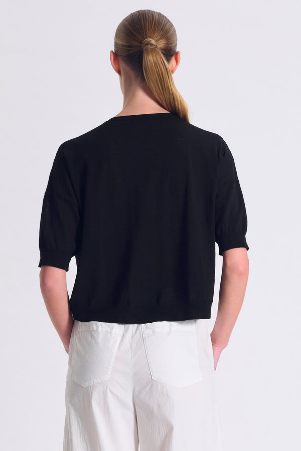 Cardigan dalla linea ampia con manica al gomito in maglia di cotone fiammato | 1017.CFDTRC5402.10