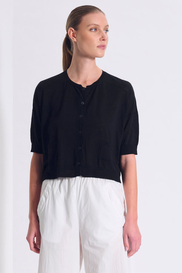 Cardigan dalla linea ampia con manica al gomito in maglia di cotone fiammato | 1017.CFDTRC5402.10