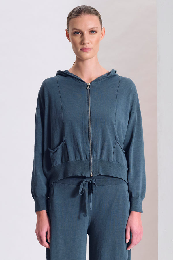 Giacchina zippata con cappuccio in maglia di cotone fiammato | 1017.CFDTRC5406.05