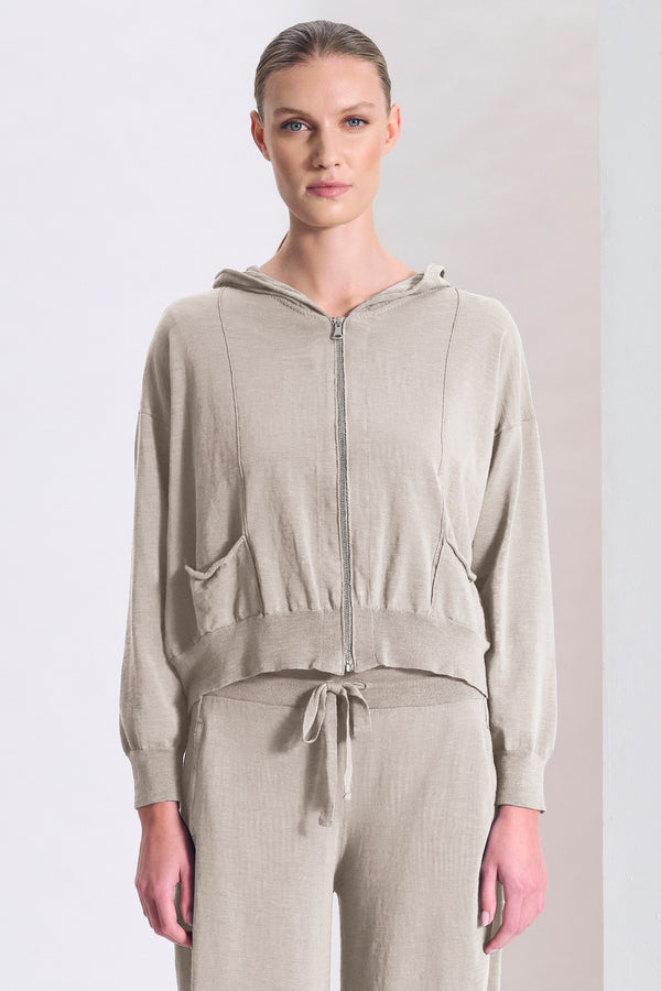 Giacchina zippata con cappuccio in maglia di cotone fiammato | 1017.CFDTRC5406.21