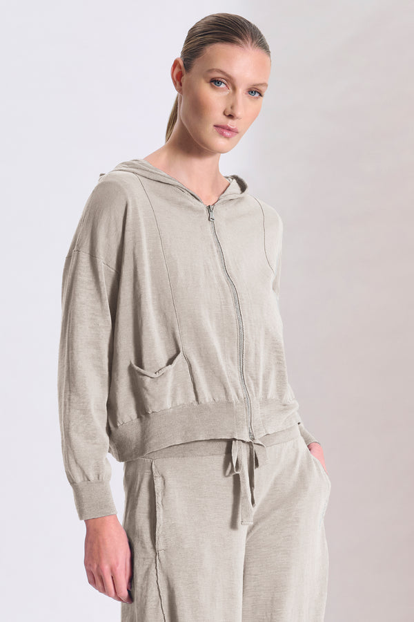 Giacchina zippata con cappuccio in maglia di cotone fiammato | 1017.CFDTRC5406.21