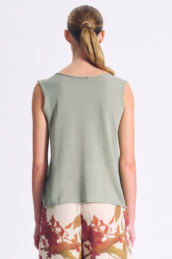 Canotta in maglia di lino e cotone micro piqué | 1017.CFDTRC6410.14