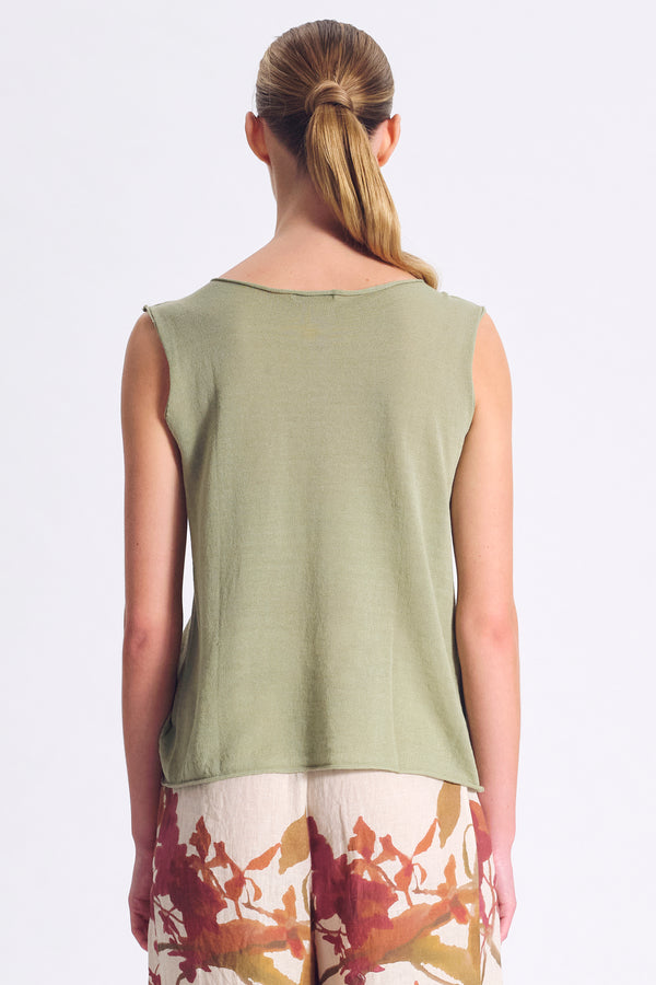 Canotta in maglia di lino e cotone micro piqué | 1017.CFDTRC6410.23