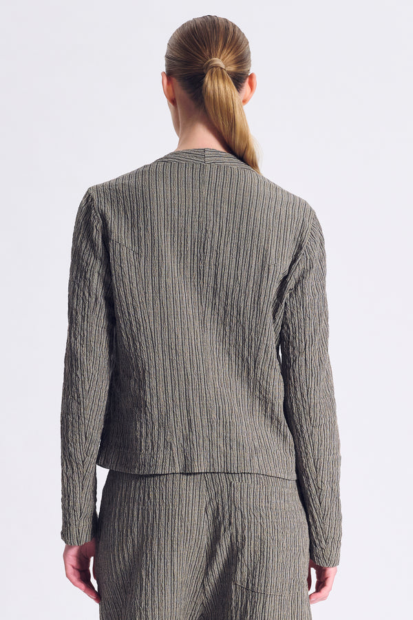 Giacca doppio petto in misto cotone rigato goffrato | 1017.CFDTRCA100.16