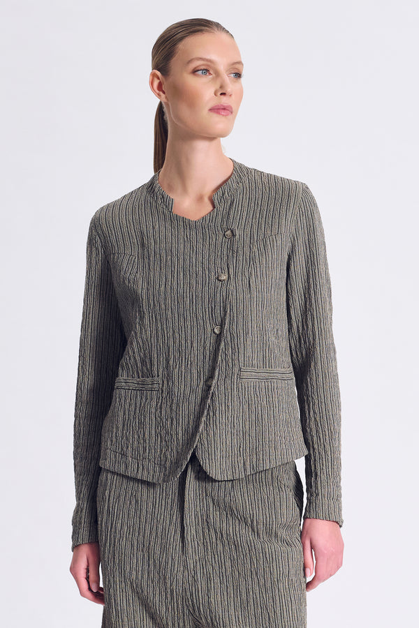 Giacca doppio petto in misto cotone rigato goffrato | 1017.CFDTRCA100.16