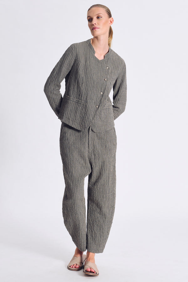 Giacca doppio petto in misto cotone rigato goffrato | 1017.CFDTRCA100.16