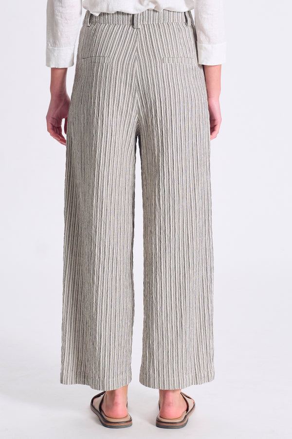 Pantalone gamba larga in misto cotone rigato goffrato | 1017.CFDTRCA103.12