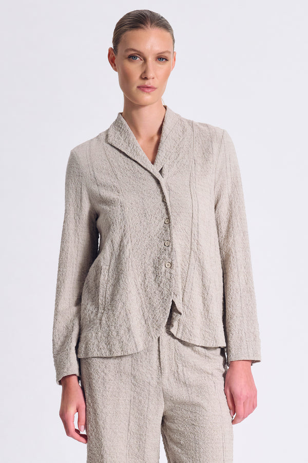 Ausgestellte Jacke aus leicht gaufrierter Baumwolle und Viskose mit Nadelstreifen | 1017.CFDTRCB110.02