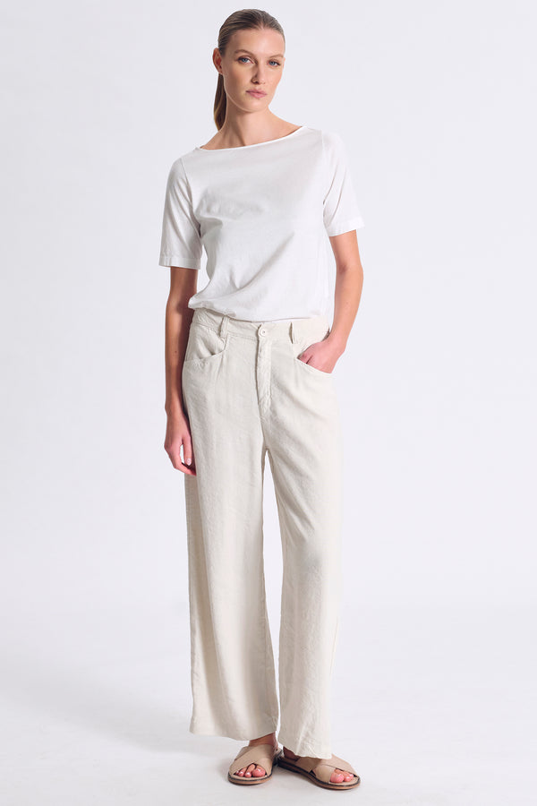 Pantalone gamba larga in lino e viscosa stretch | 1017.CFDTRCC121.01