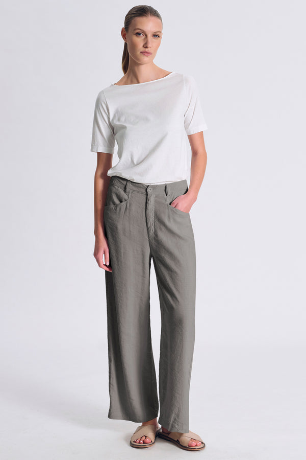 Pantalone gamba larga in lino e viscosa stretch | 1017.CFDTRCC121.12