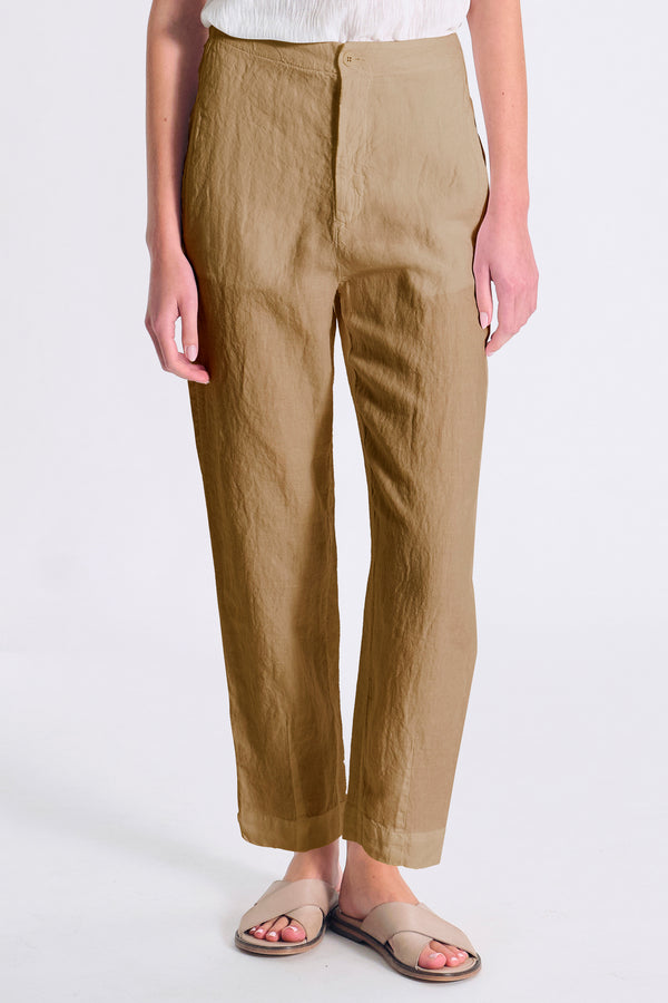 Comfort fit linen trousers. Back with elastic waist | 1017.CFDTRCD132.03