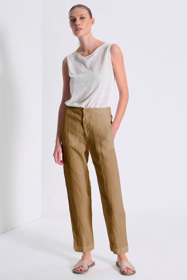 Comfort fit linen trousers. Back with elastic waist | 1017.CFDTRCD132.03