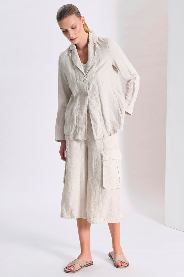 Giacca linea dritta a due bottoni in lino | 1017.CFDTRCD135.01