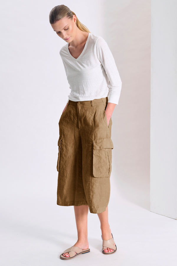 Bermuda long à poches et jambe large en lin | 1017.CFDTRCD138.03