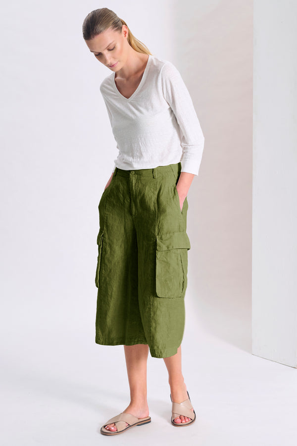 Bermuda long à poches et jambe large en lin | 1017.CFDTRCD138.23