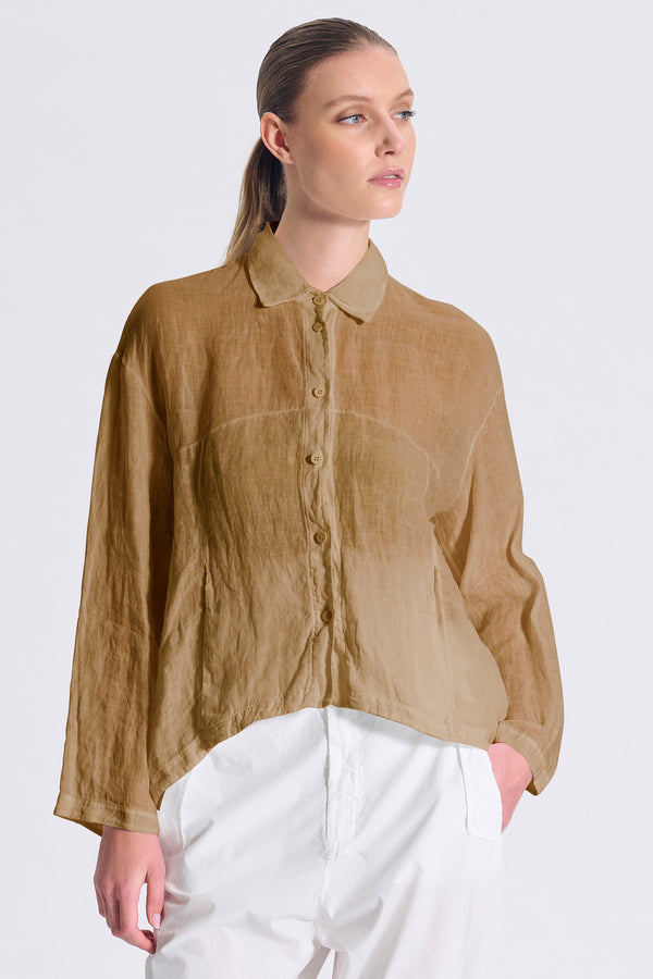 Camicia in lino, linea morbida con collo camicia | 1017.CFDTRCE140.03