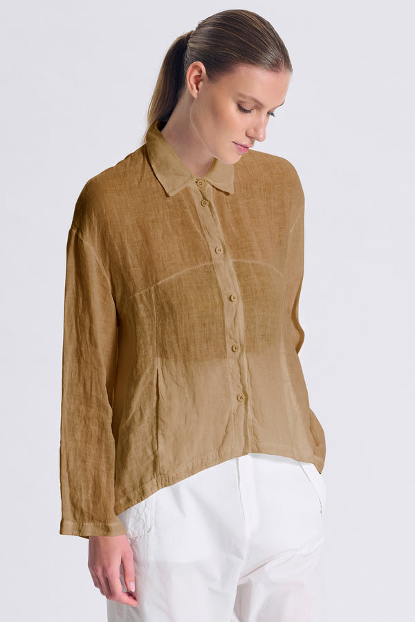 Camicia in lino, linea morbida con collo camicia | 1017.CFDTRCE140.03