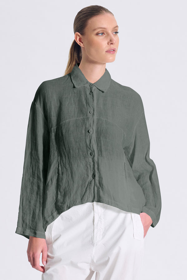 Camicia in lino, linea morbida con collo camicia | 1017.CFDTRCE140.04