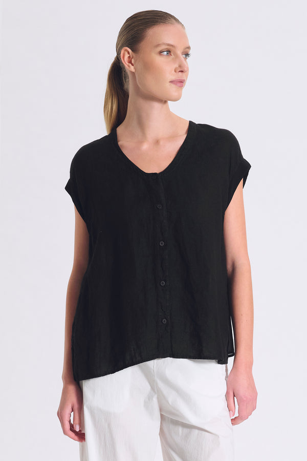 Canotta di lino con inserti nel giromanica in viscosa | 1017.CFDTRCE141.10