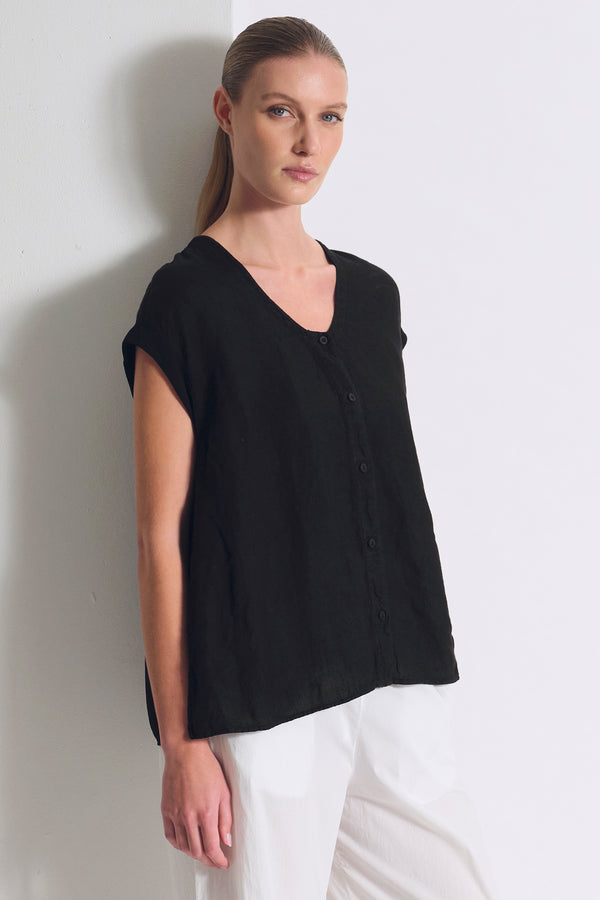 Canotta di lino con inserti nel giromanica in viscosa | 1017.CFDTRCE141.10