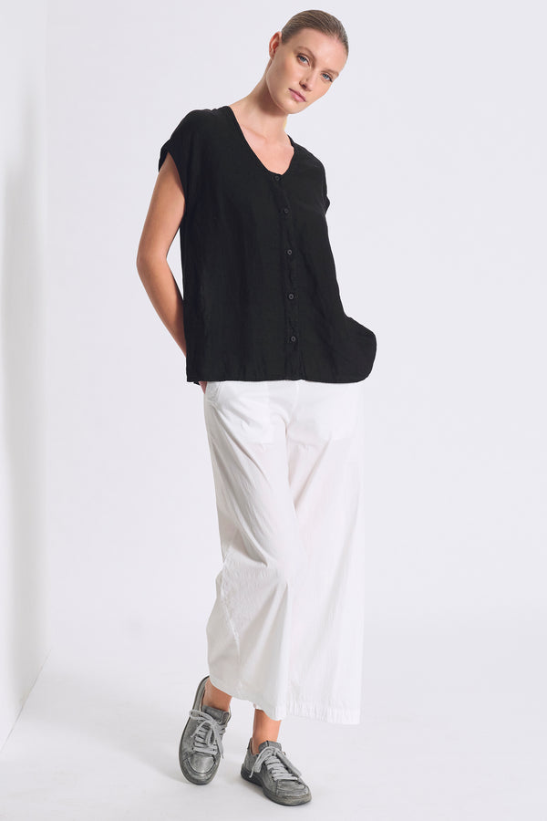 Canotta di lino con inserti nel giromanica in viscosa | 1017.CFDTRCE141.10