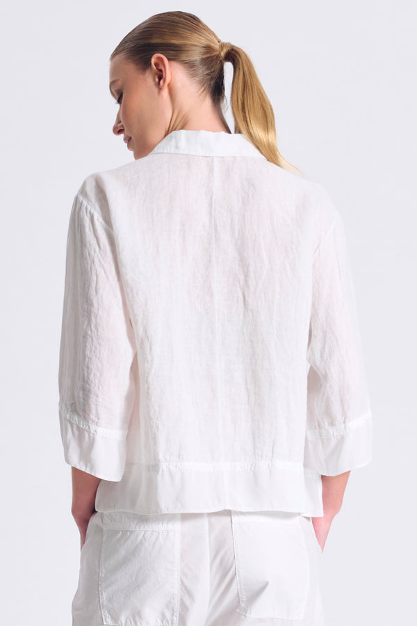 Giacca in lino manica 3/4 con inserti in georgette di viscosa | 1017.CFDTRCE142.00